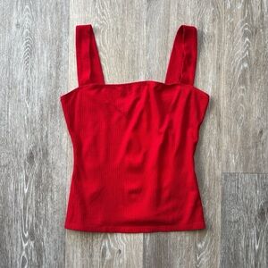 Reformation Red Canyon Ribbed Square Neck Tank Top Size S